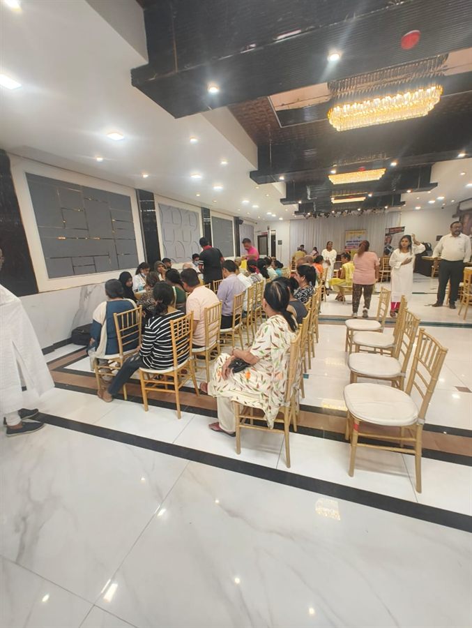 Visitors seated in the hospital waiting hall